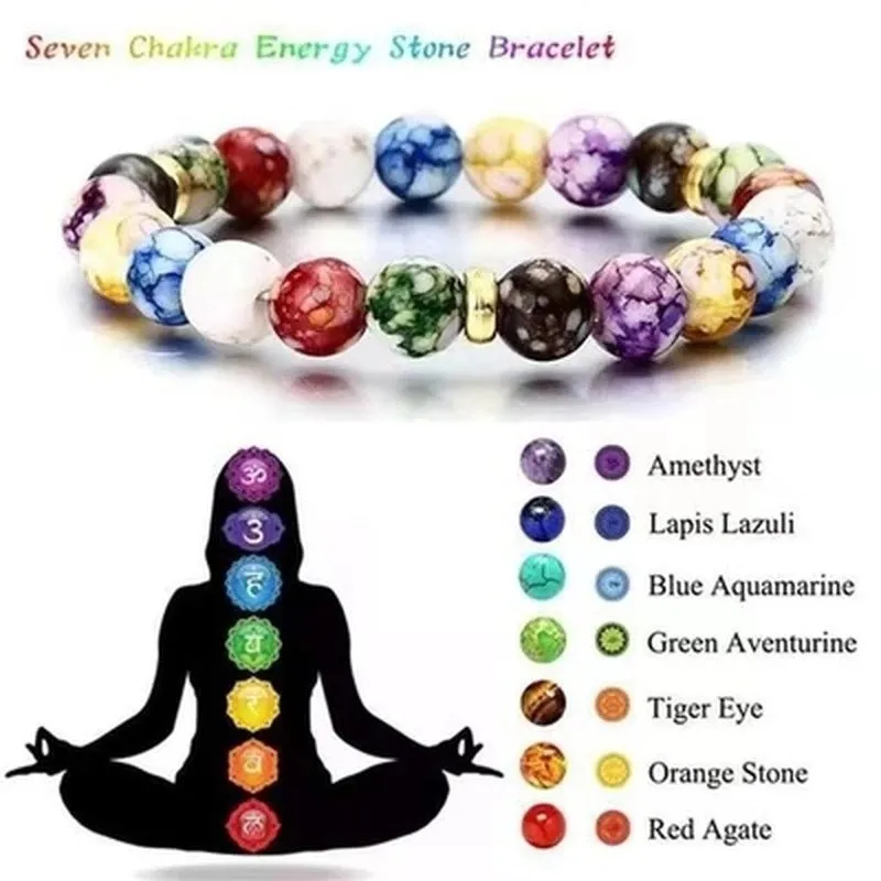 Wholesale Colorful Yoga Balance Energy Beads Volcanic Stone Bracelet