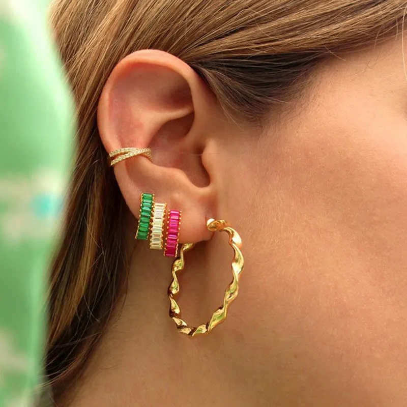 Wholesale Colorful Zircon Copper Earrings