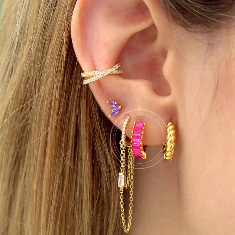 Wholesale Colorful Zircon Copper Earrings