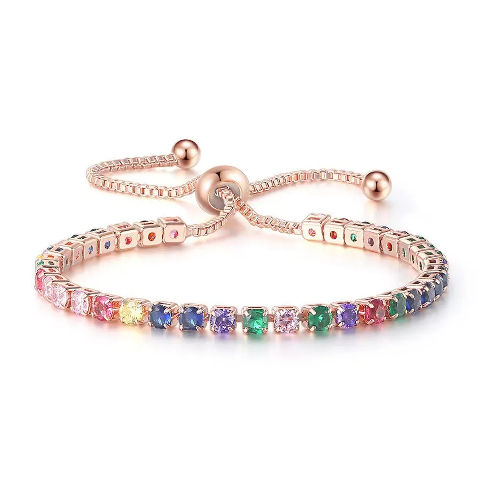 Wholesale colorful zircon full diamond crystal copper bracelet