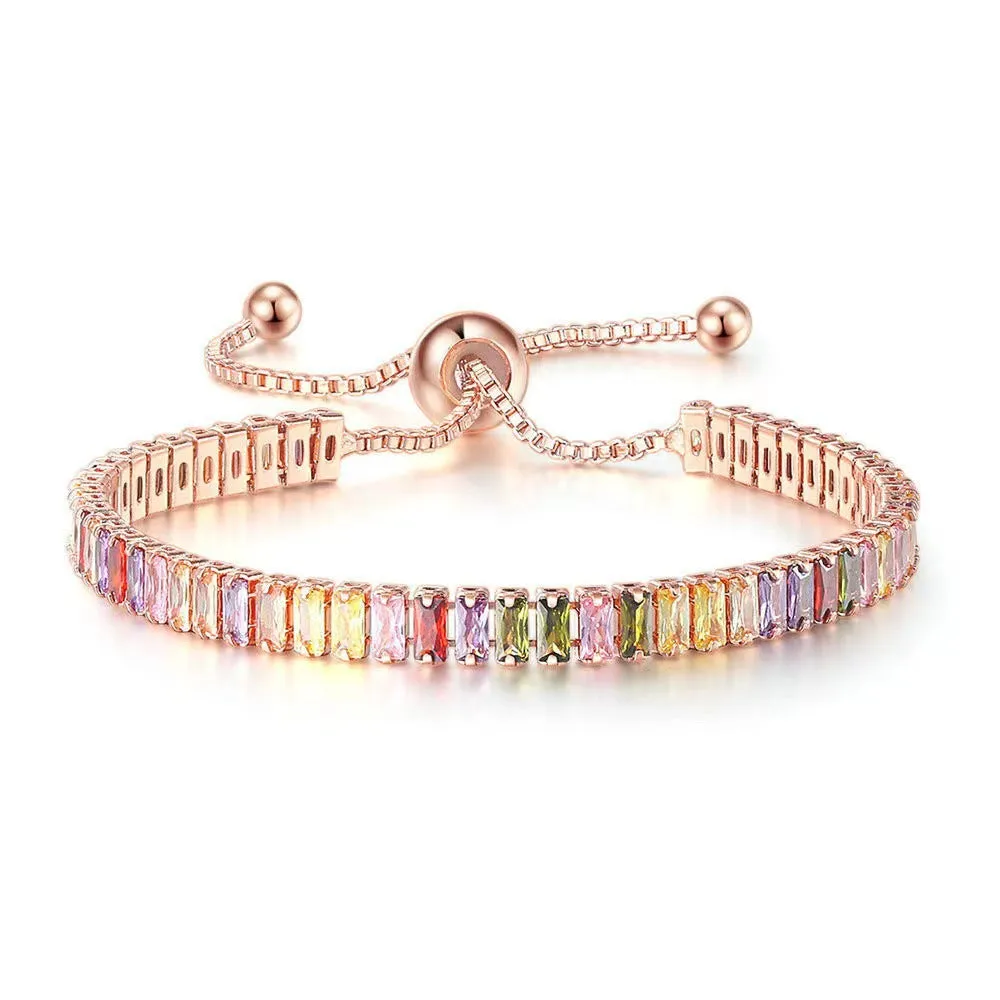Wholesale colorful zircon full diamond crystal copper bracelet