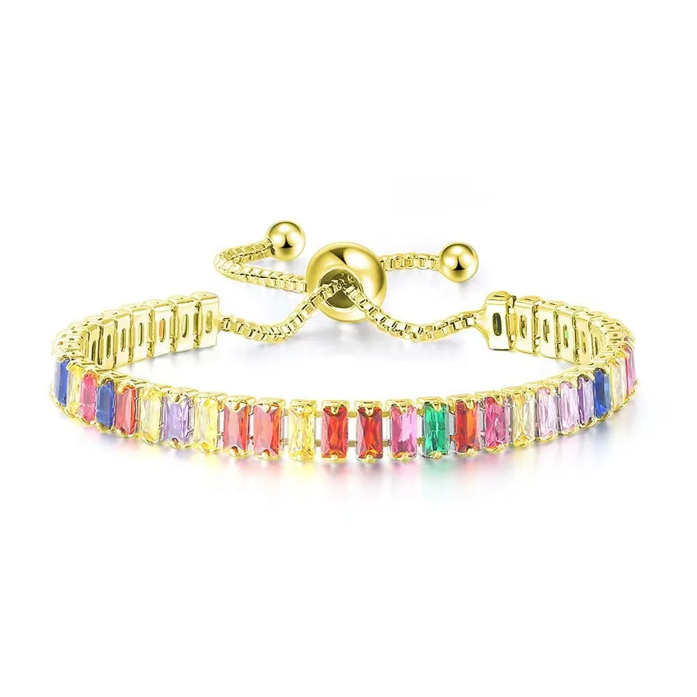 Wholesale colorful zircon full diamond crystal copper bracelet