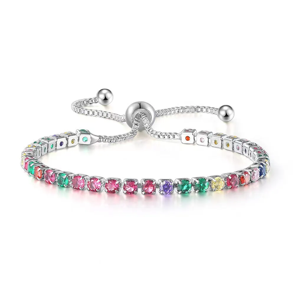 Wholesale colorful zircon full diamond crystal copper bracelet