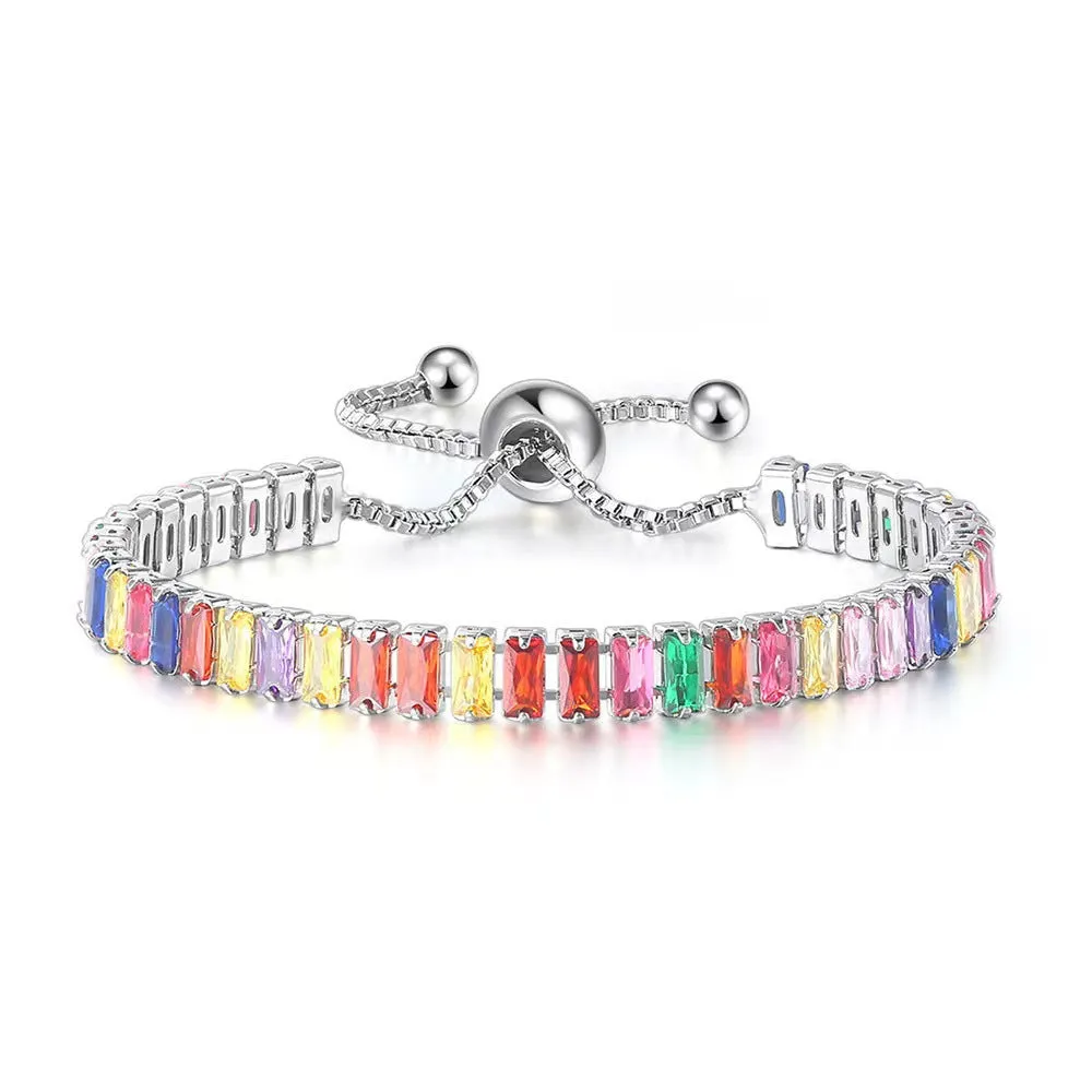 Wholesale colorful zircon full diamond crystal copper bracelet