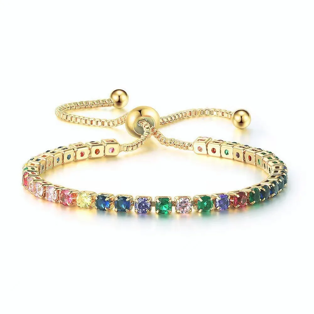 Wholesale colorful zircon full diamond crystal copper bracelet