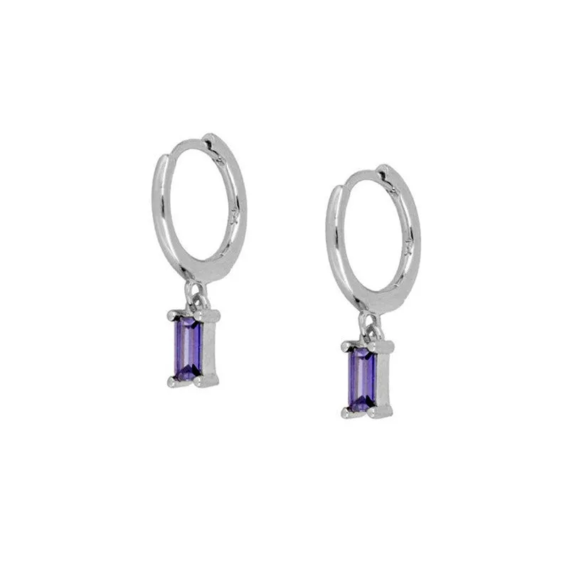 Wholesale Colorful Zircon Rhinestone Square Copper Earrings