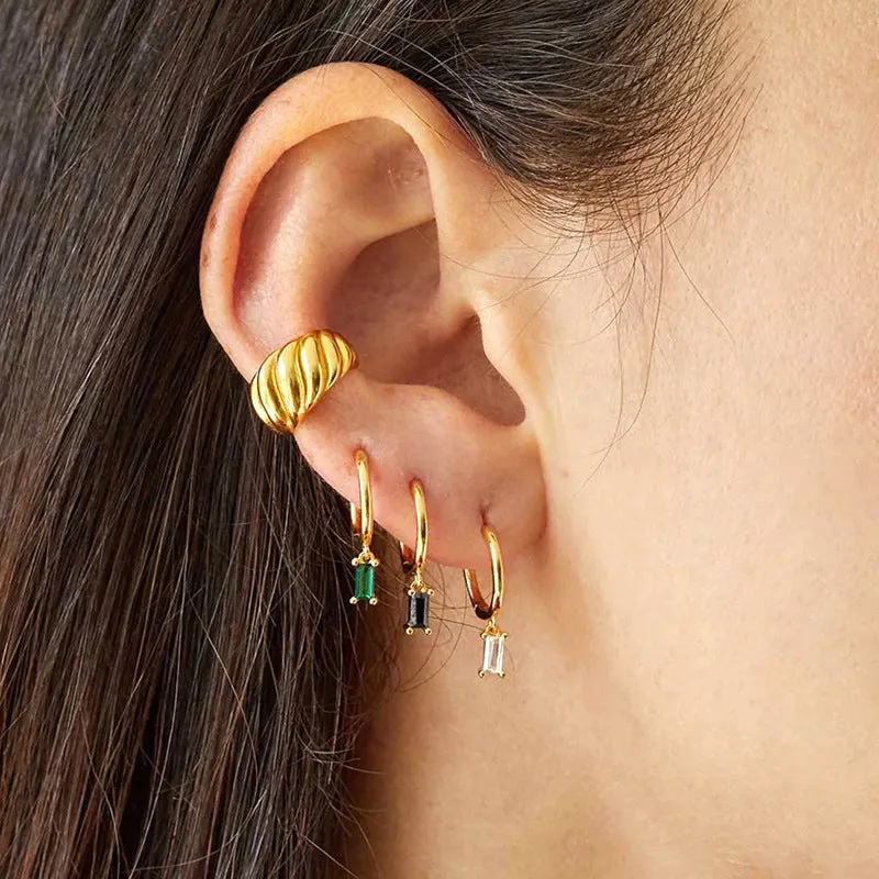 Wholesale Colorful Zircon Rhinestone Square Copper Earrings