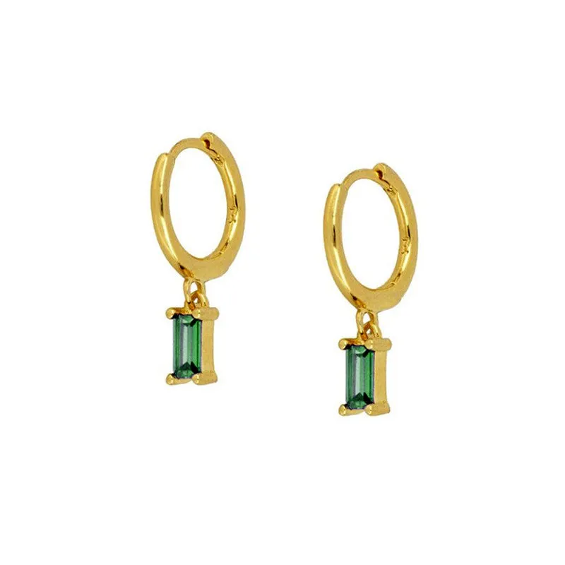 Wholesale Colorful Zircon Rhinestone Square Copper Earrings