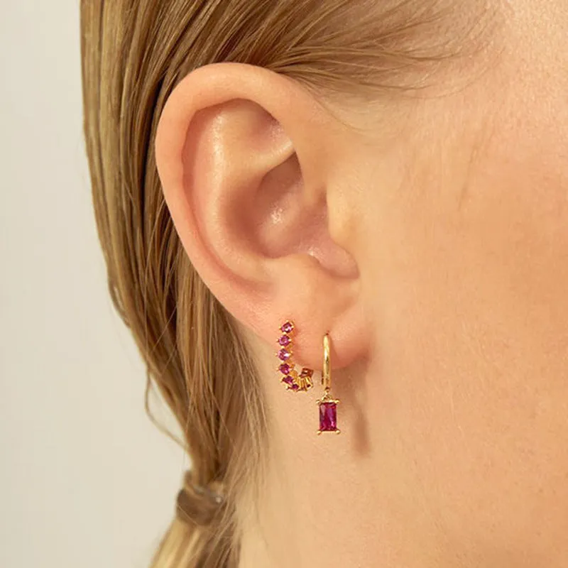 Wholesale Colorful Zircon Rhinestone Square Copper Earrings