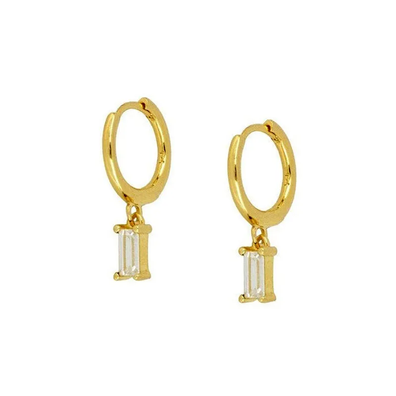 Wholesale Colorful Zircon Rhinestone Square Copper Earrings