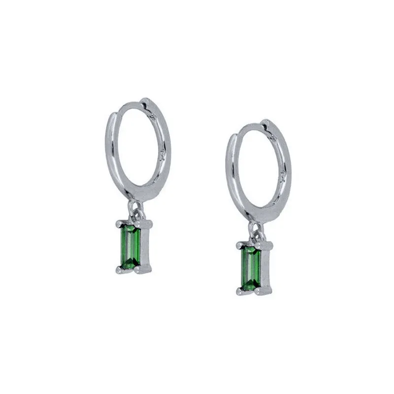 Wholesale Colorful Zircon Rhinestone Square Copper Earrings