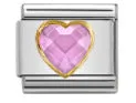 Wholesale Composable Bracelet Fan-shaped Pink Peach Heart Single 9MM Stainless Steel Elastic Bracelet