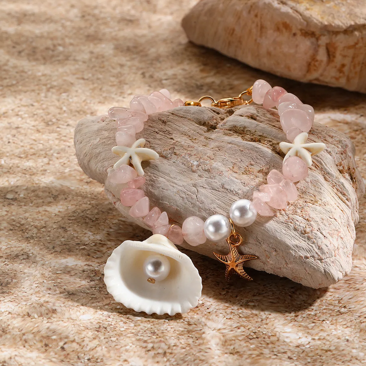Wholesale Conch Rice Beads Starfish Pendant Shell Crystal Beads Bracelet