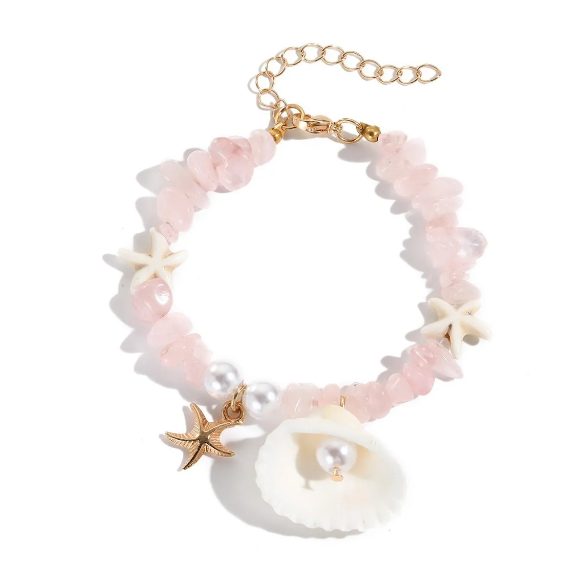 Wholesale Conch Rice Beads Starfish Pendant Shell Crystal Beads Bracelet