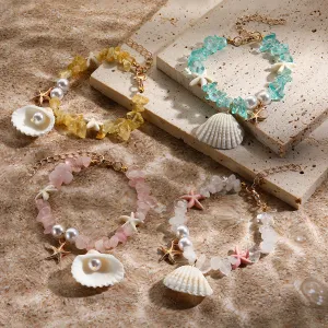 Wholesale Conch Rice Beads Starfish Pendant Shell Crystal Beads Bracelet