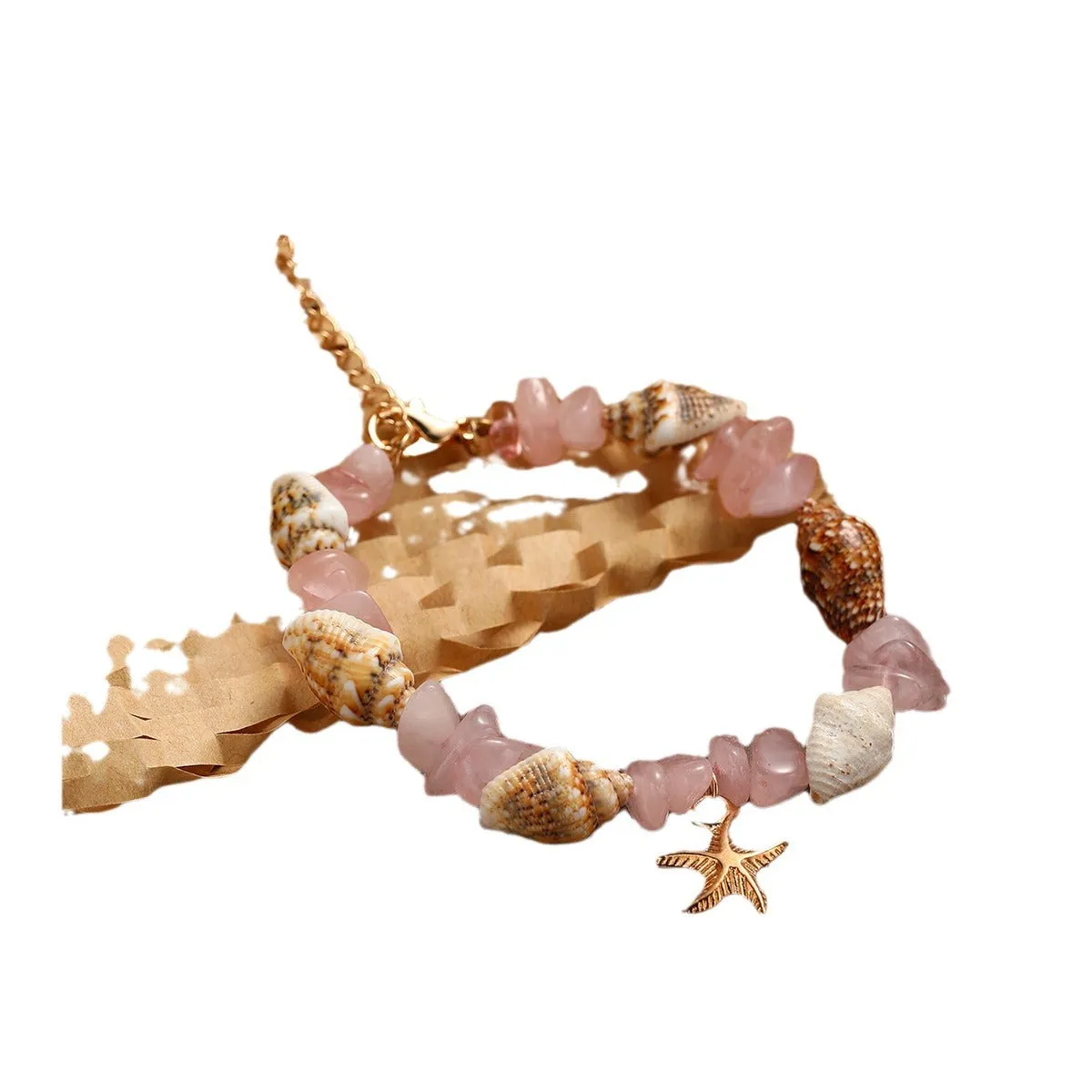 Wholesale Conch Rice Beads Turquoise Beach Starfish Shell Crystal Beads Bracelet