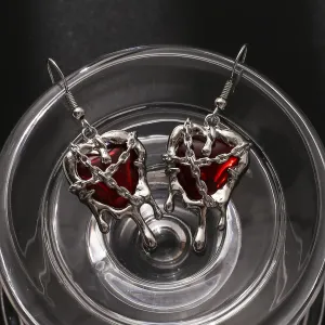 Wholesale Confined Heart Lava Heart Blood Punk Alloy Earrings