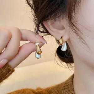 Wholesale Contrast Color Water Drop Vintage Metal Earrings