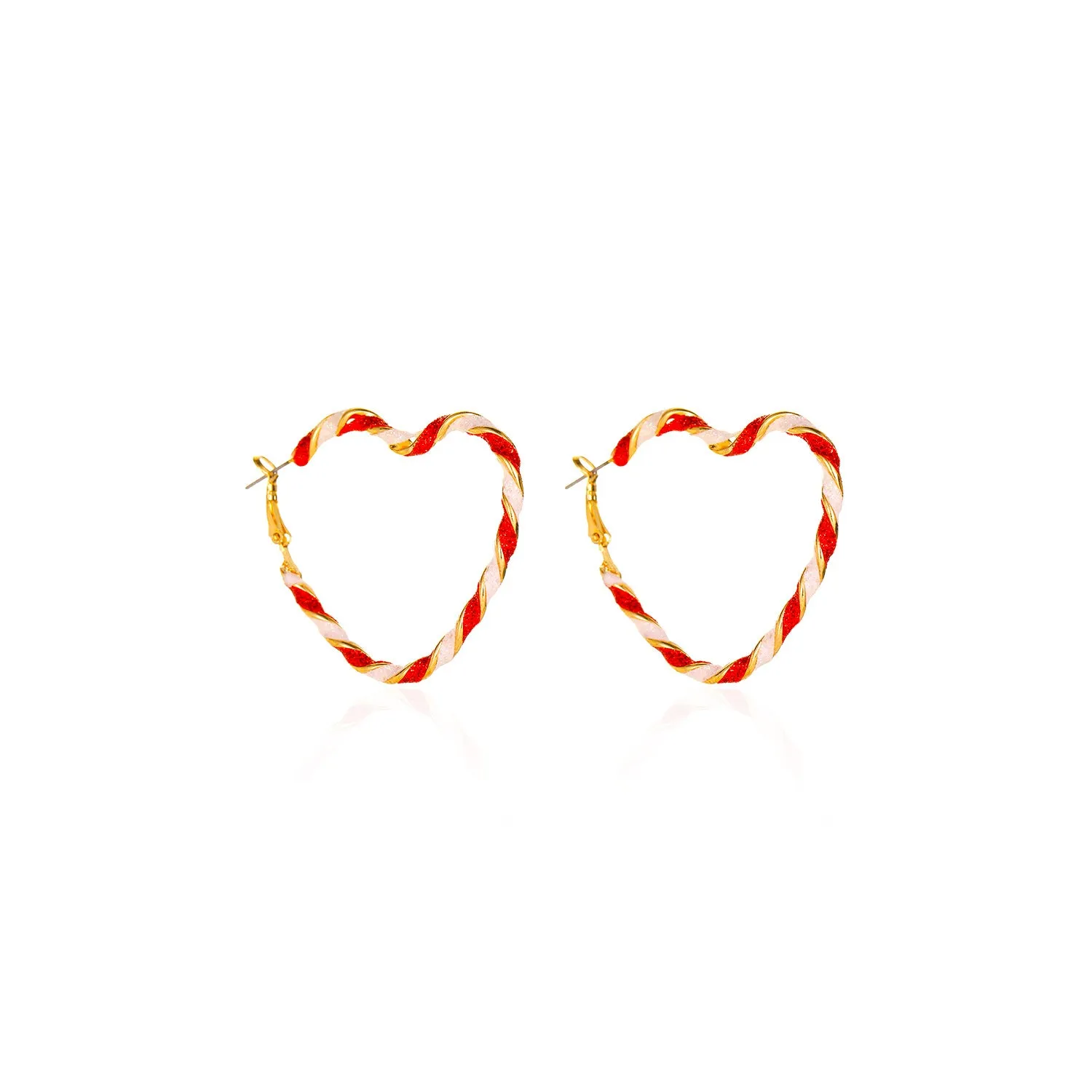 Wholesale Contrasting Color Heart Alloy Earrings
