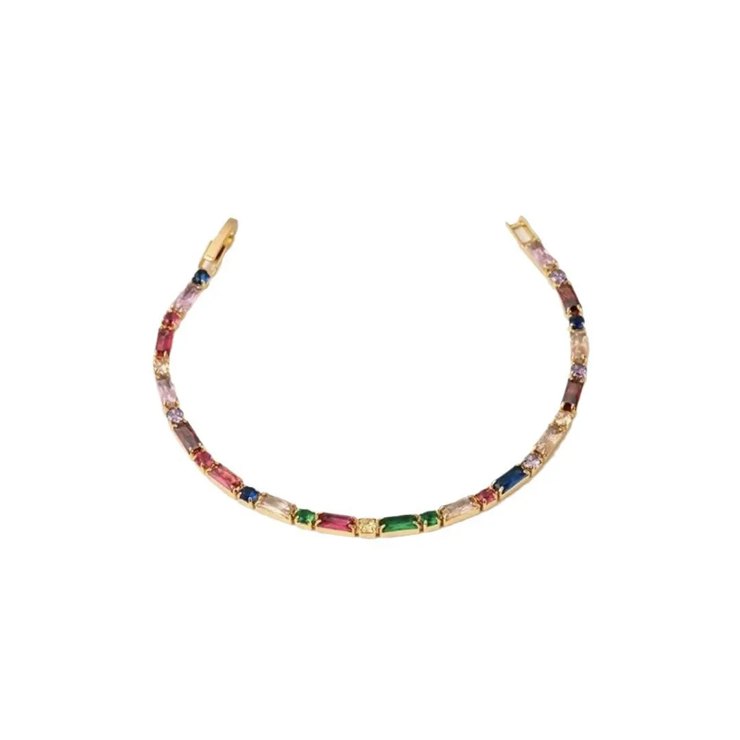 Wholesale Copper alloy synthetic colored zircon bracelet