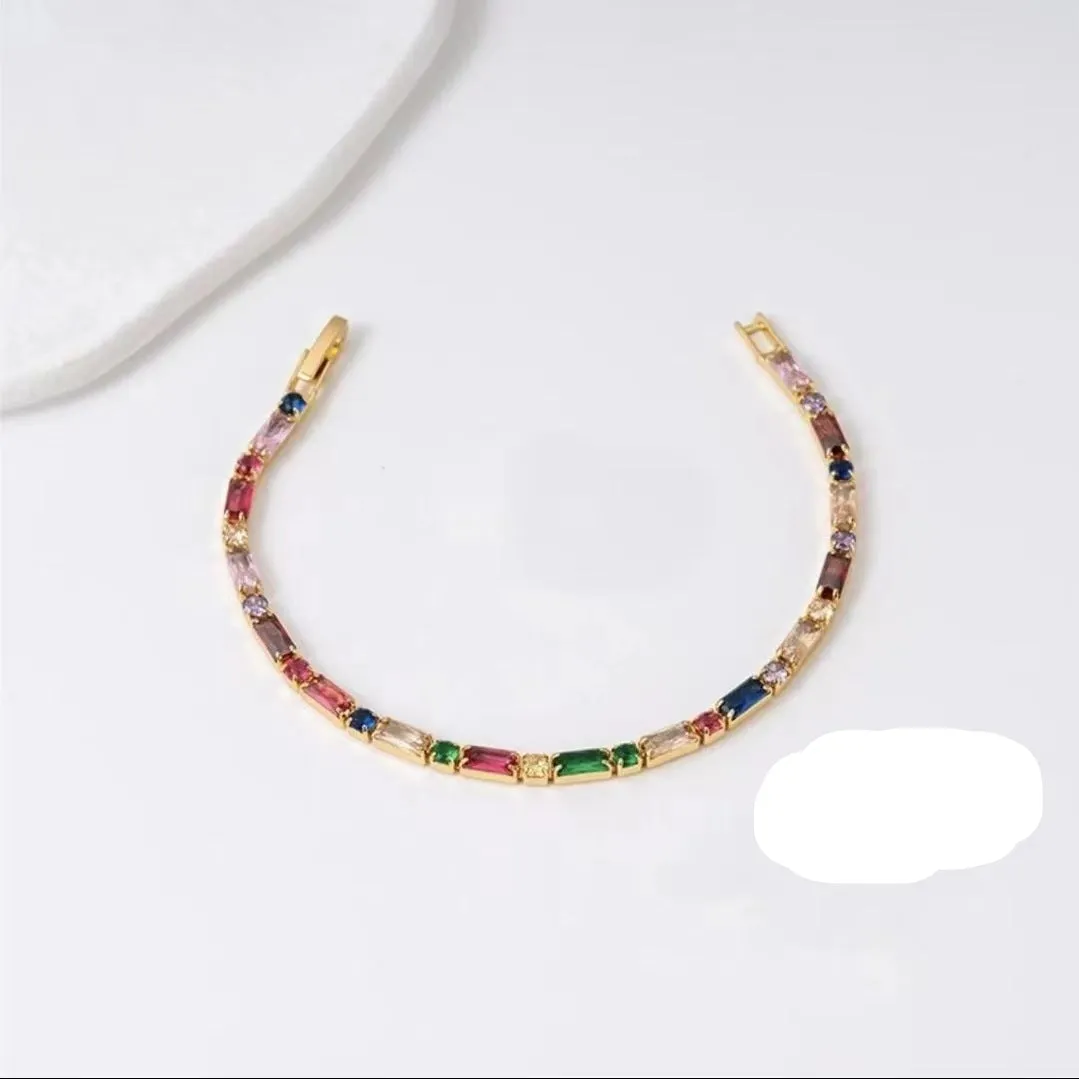 Wholesale Copper alloy synthetic colored zircon bracelet