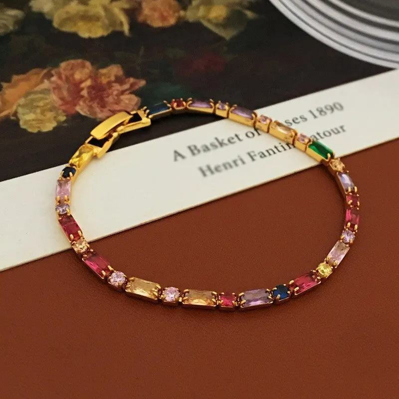 Wholesale Copper alloy synthetic colored zircon bracelet