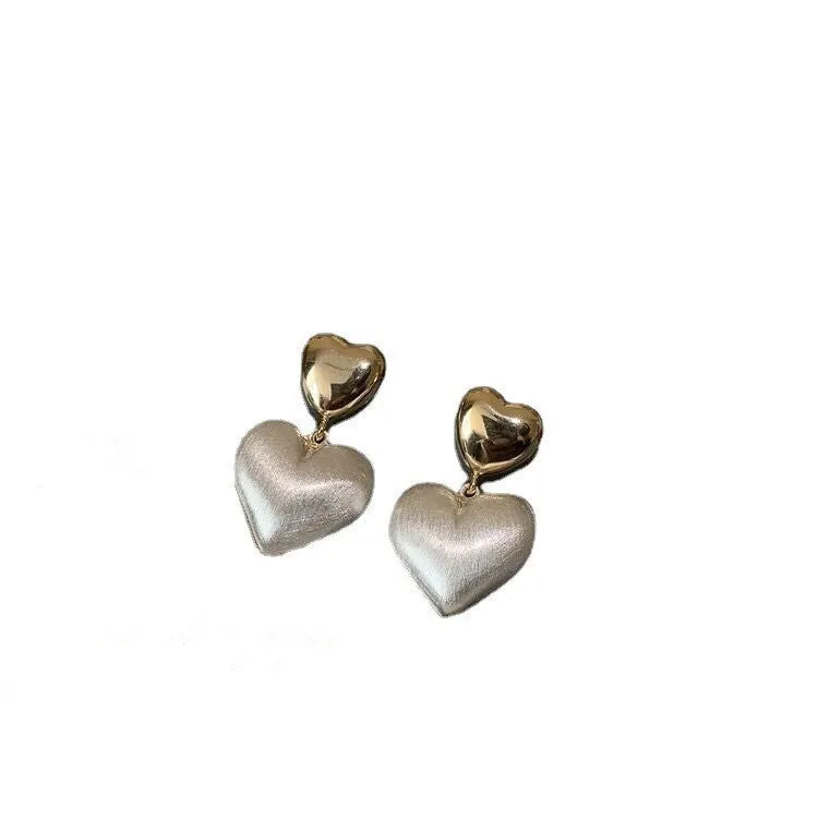 Wholesale Copper Brushed Heart Earrings