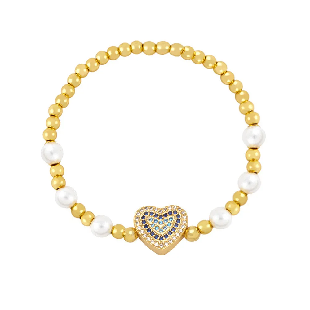 Wholesale Copper Diamond Heart Pearl Bracelets