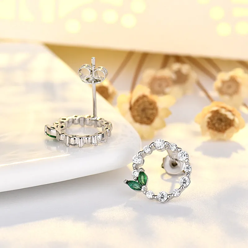 Wholesale Copper Diamond Leaf Earrings