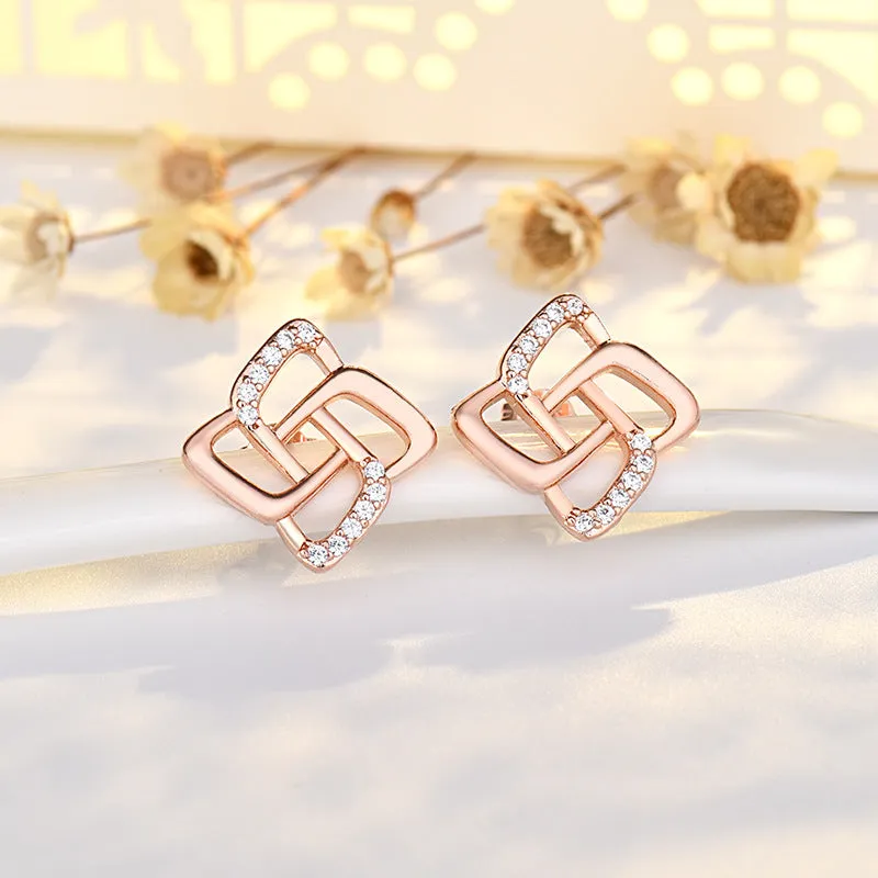 Wholesale Copper Geometric Diamond Earrings