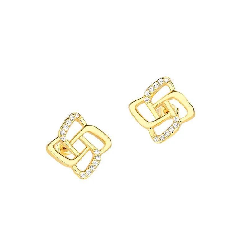 Wholesale Copper Geometric Diamond Earrings