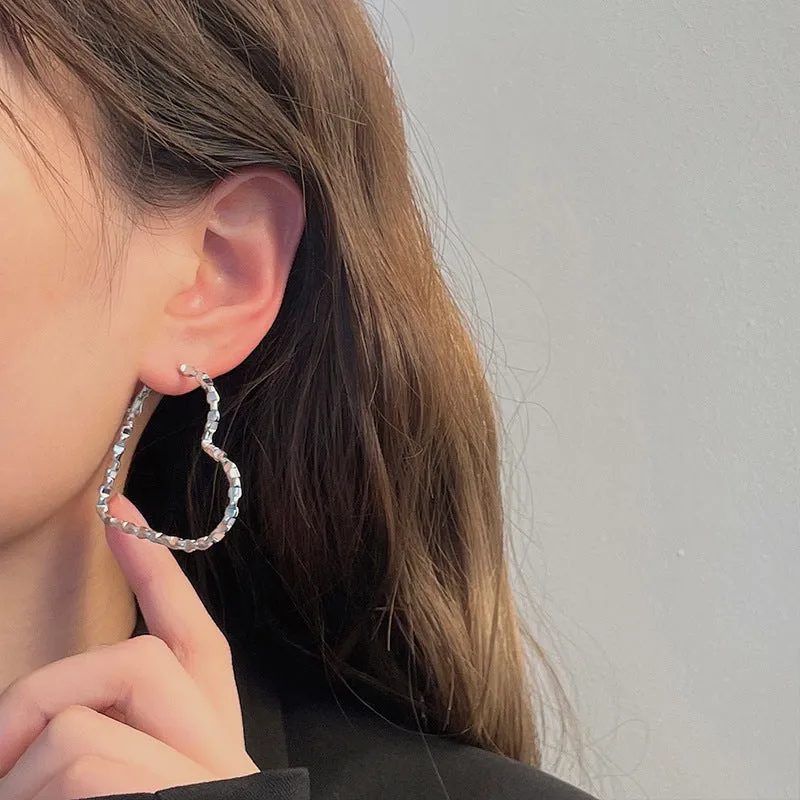 Wholesale Copper Geometric Hollow Love Earrings