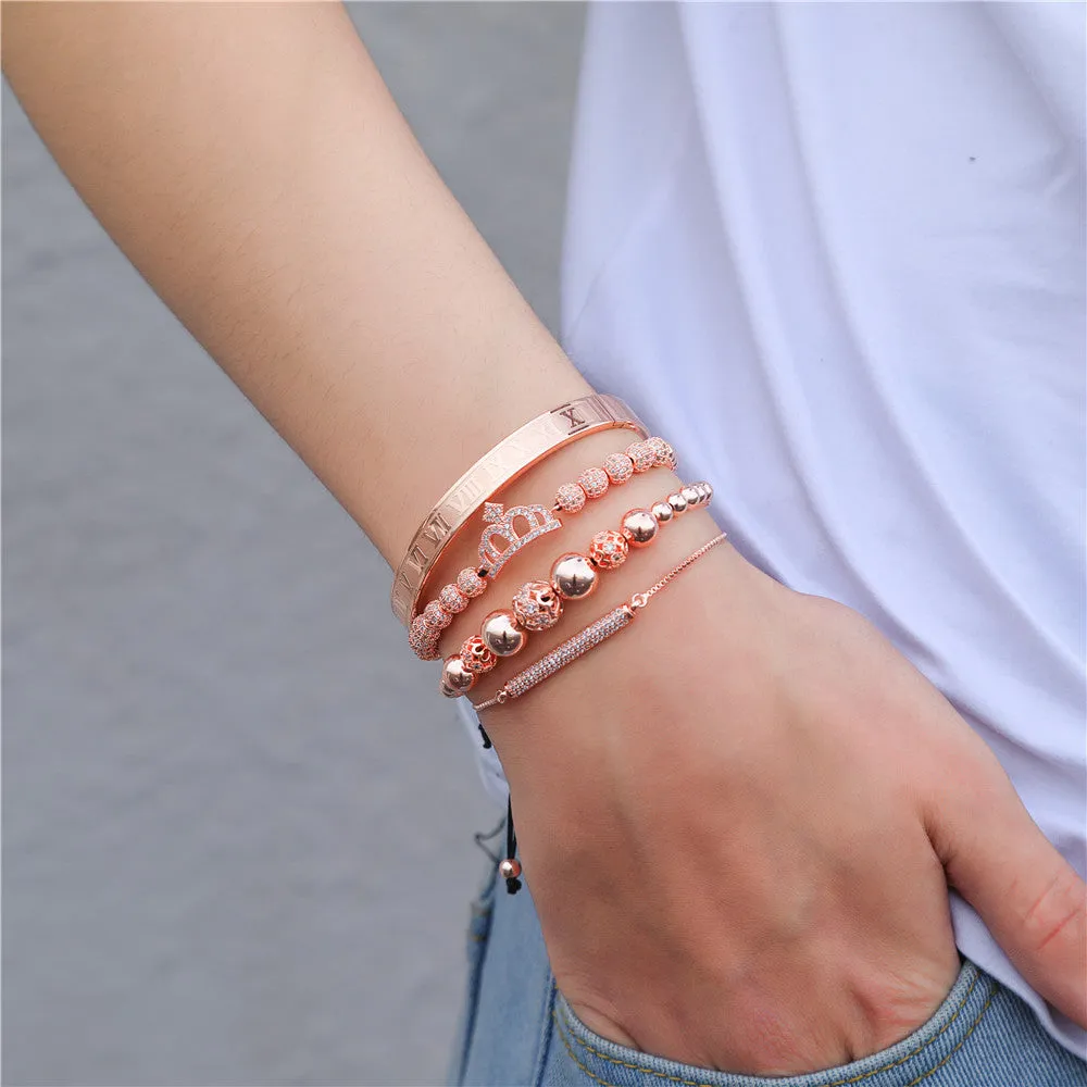 Wholesale Copper Micro-inlaid Zircon Double Leopard Head Black Onyx Woven Bracelet