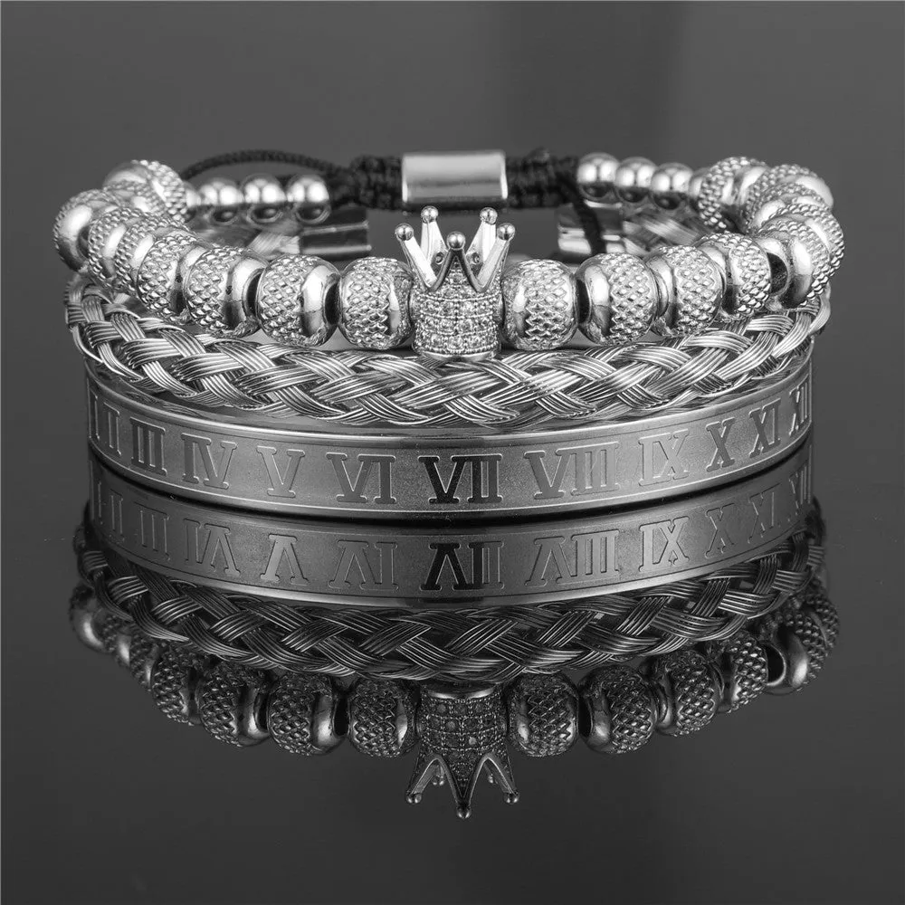 Wholesale Copper Micro-inlaid Zircon Double Leopard Head Black Onyx Woven Bracelet