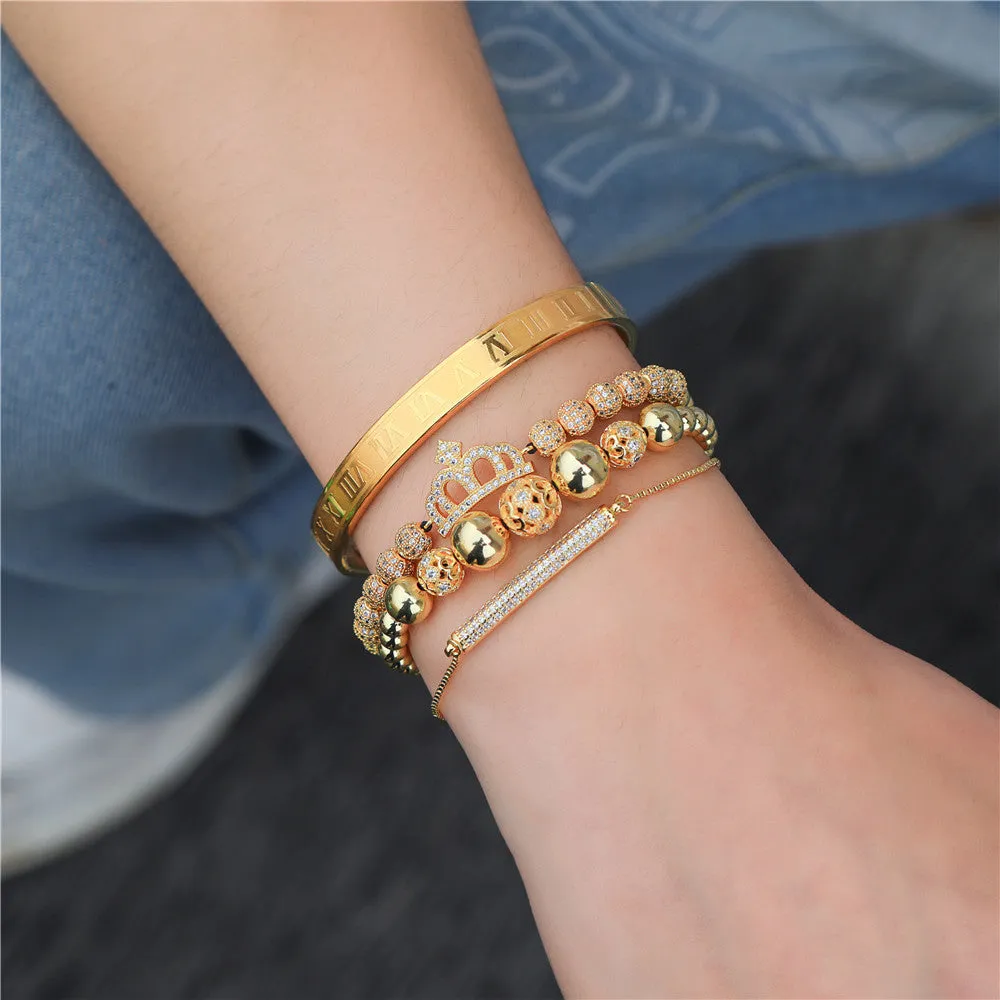 Wholesale Copper Micro-inlaid Zircon Double Leopard Head Black Onyx Woven Bracelet