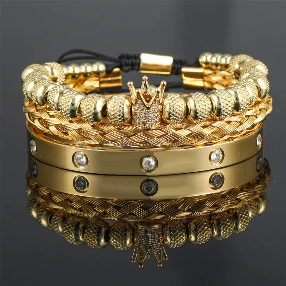 Wholesale Copper Micro-inlaid Zircon Double Leopard Head Black Onyx Woven Bracelet