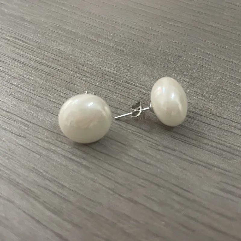Wholesale Copper Plated 14k Genuine Gold Single Pearl Earrings