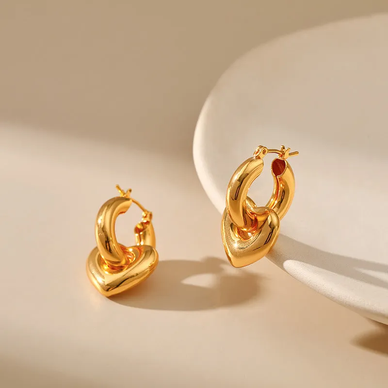 Wholesale Copper Plated 18K Real Gold Hollow Love Earrings