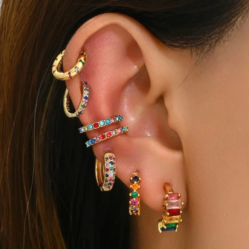 Wholesale Copper Plated Real Gold Niche Design Diamond Stud Earrings