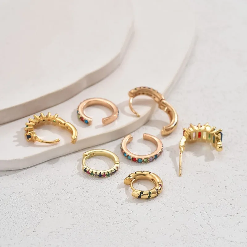 Wholesale Copper Plated Real Gold Niche Design Diamond Stud Earrings