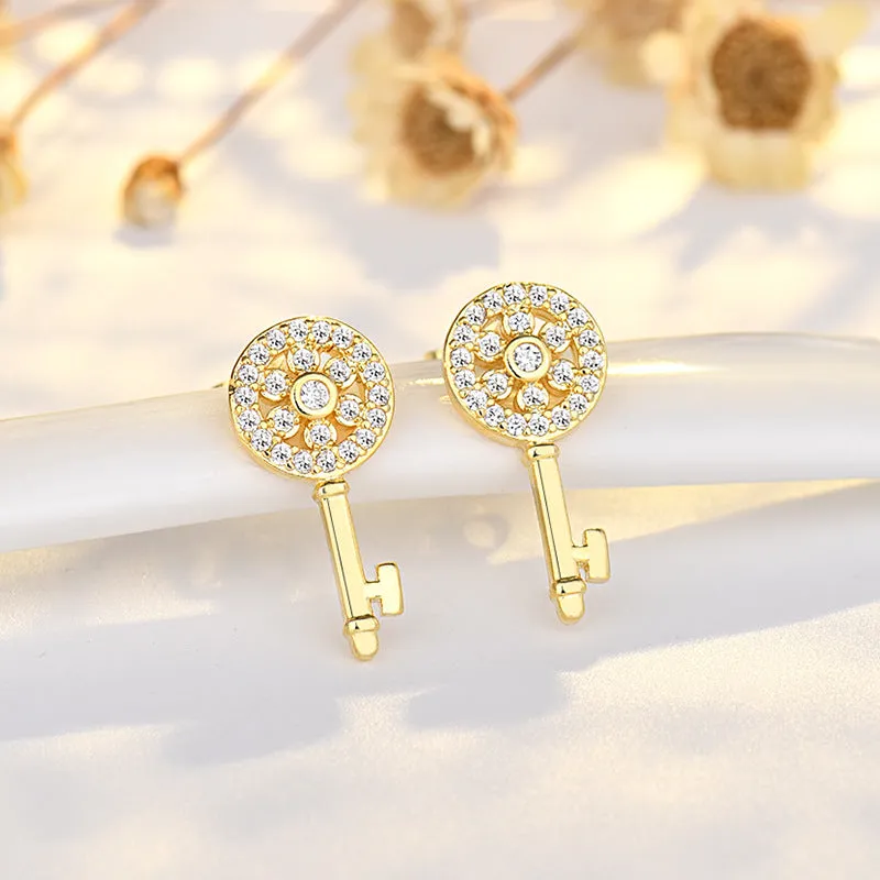 Wholesale Copper Small Key Mini Earrings