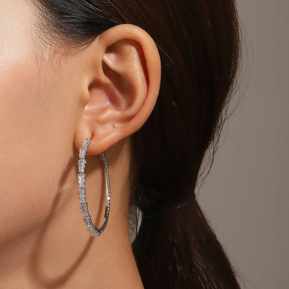 Wholesale Copper Zircon Exaggerated Large Earrings