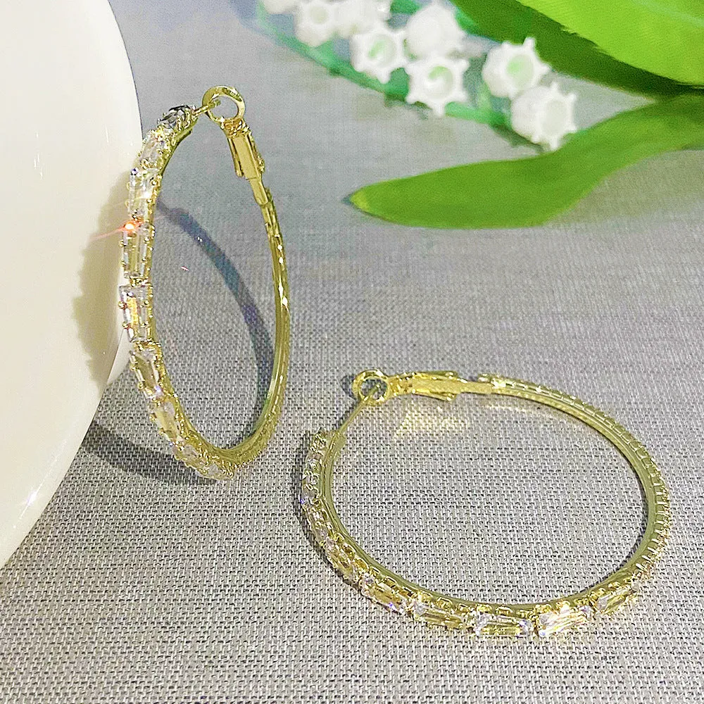 Wholesale Copper Zircon Exaggerated Large Earrings