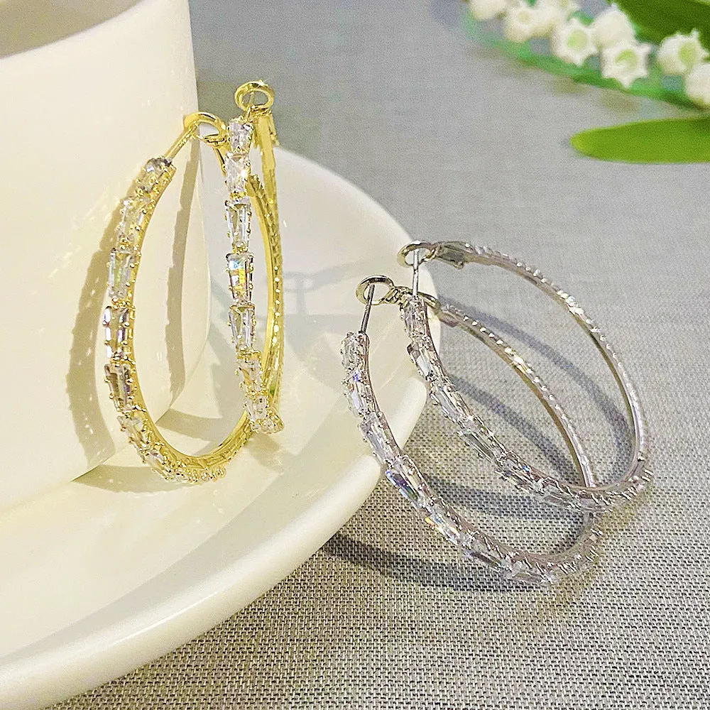 Wholesale Copper Zircon Exaggerated Large Earrings