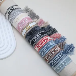 Wholesale Cord 12 Constellation Letter Woven Tassel Bracelet