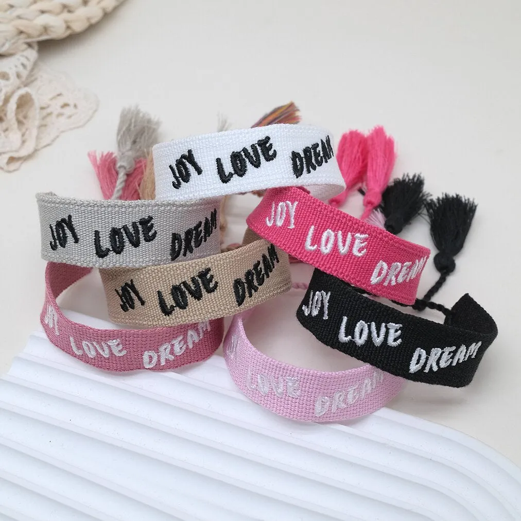 Wholesale Cord Embroiderable Logo Letter Bracelet