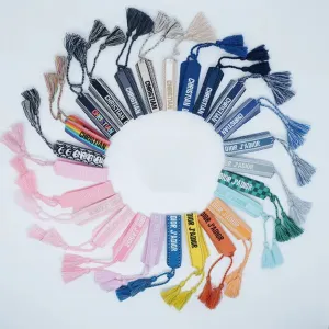 Wholesale Cord Embroiderable Logo Letter Woven Tassel Bracelet