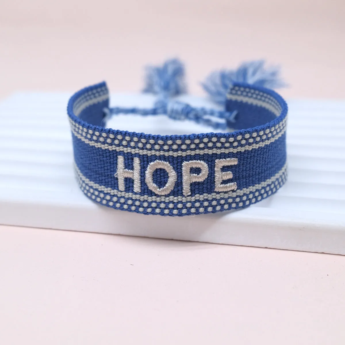 Wholesale Cord Embroidered Letter Woven Tassel Bracelet