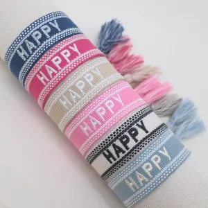 Wholesale Cord Embroidered Letter Woven Tassel Bracelet