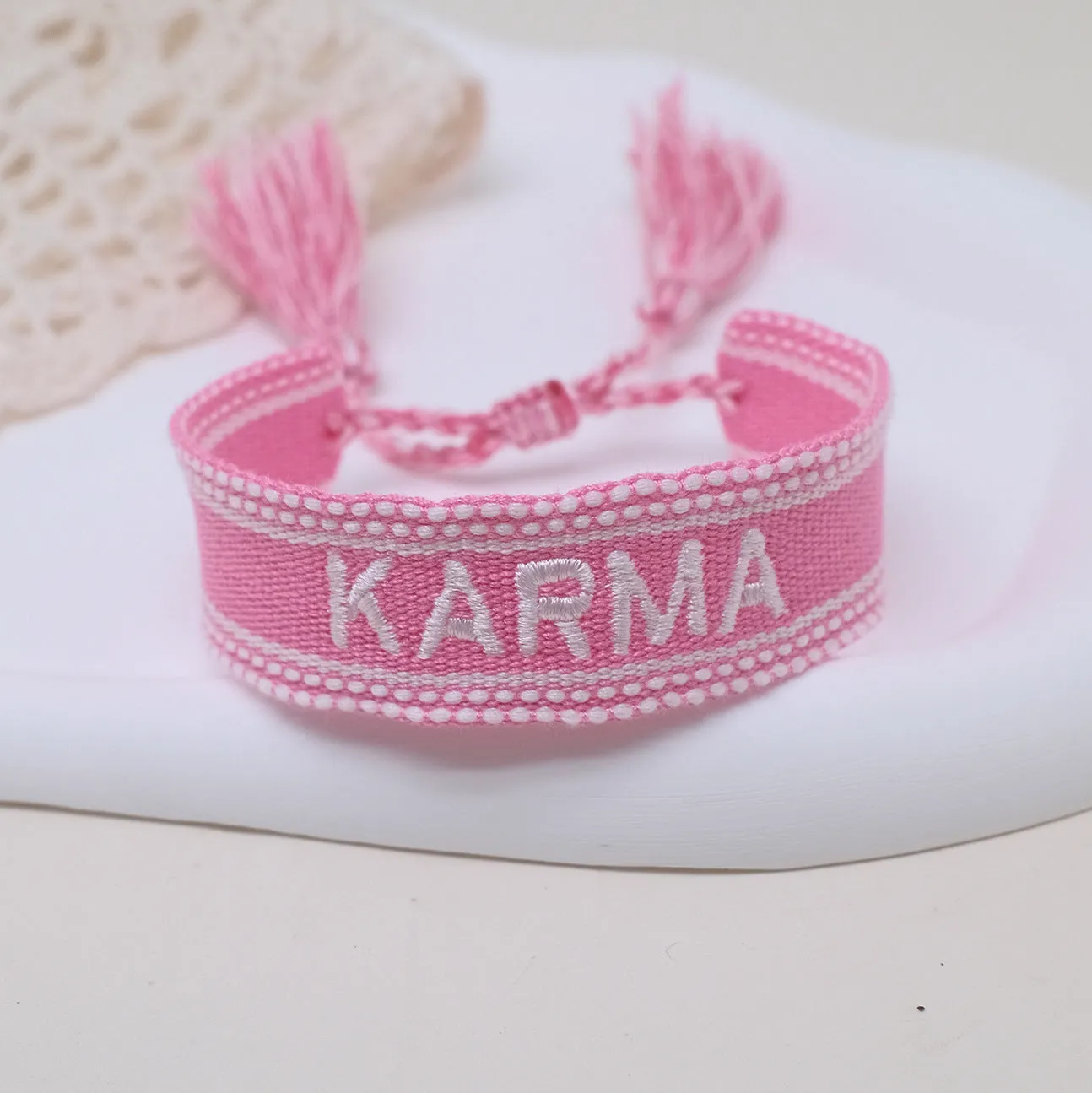 Wholesale Cord Letter Embroiderable Woven Tassel Bracelet